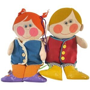 Vintage 70s Playskool Dressy Bessy Dapper Dan Plush Dolls Stuffed Toys Preowend